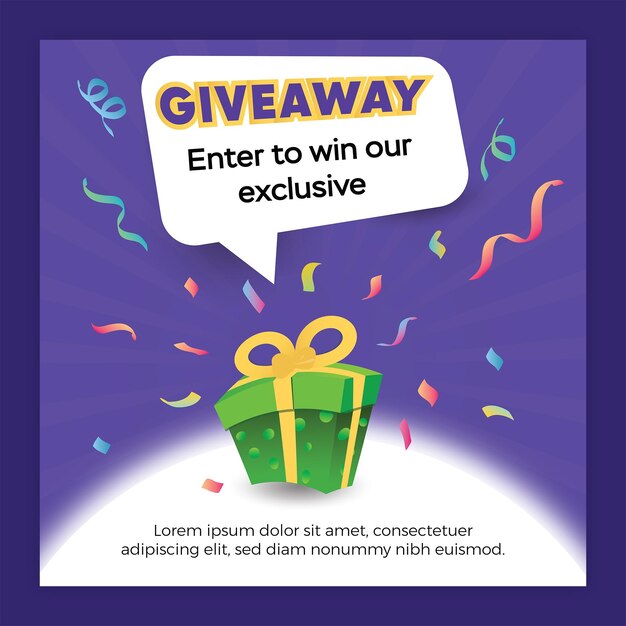 Vector giveaway enter to win offer social media post illustration