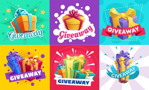 Giveaway gift boxes free present or prize vector