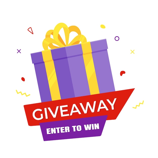 Vector giveaway gift concept for winners in social medias flat style design vector illustration