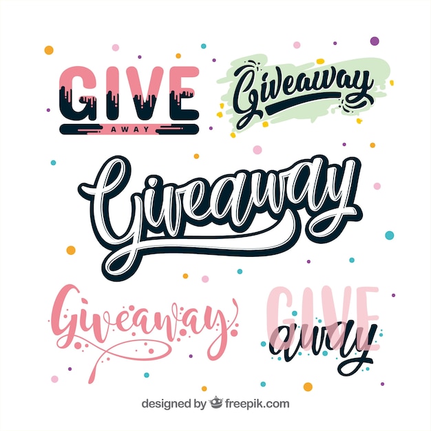 Giveaway lettering collection for contests