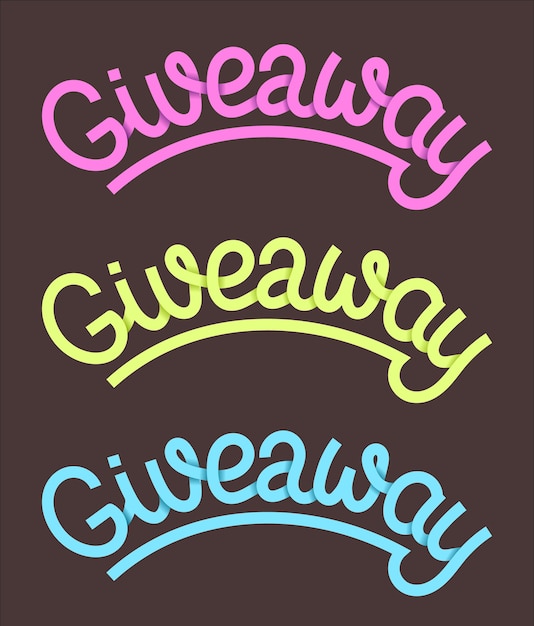 Vector giveaway lettering with effect, text written in arc shape