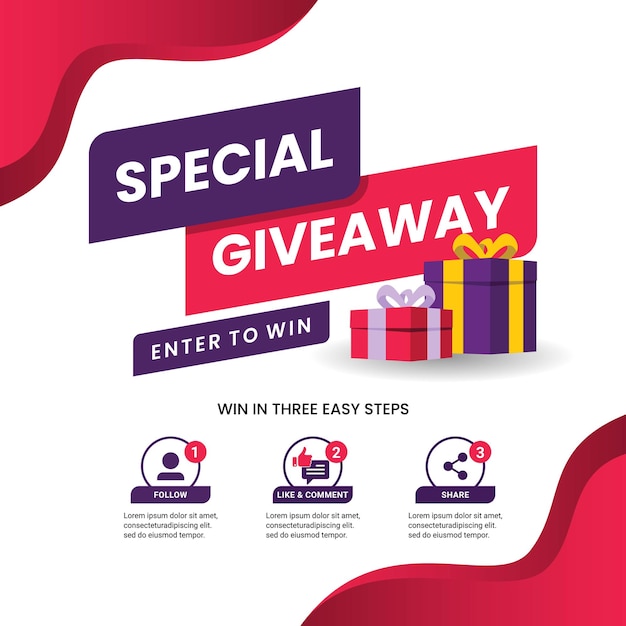 Giveaway post template for social media or banner vector