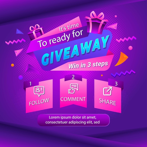 Giveaway quiz contest for social media feed template giveaway prize win competition