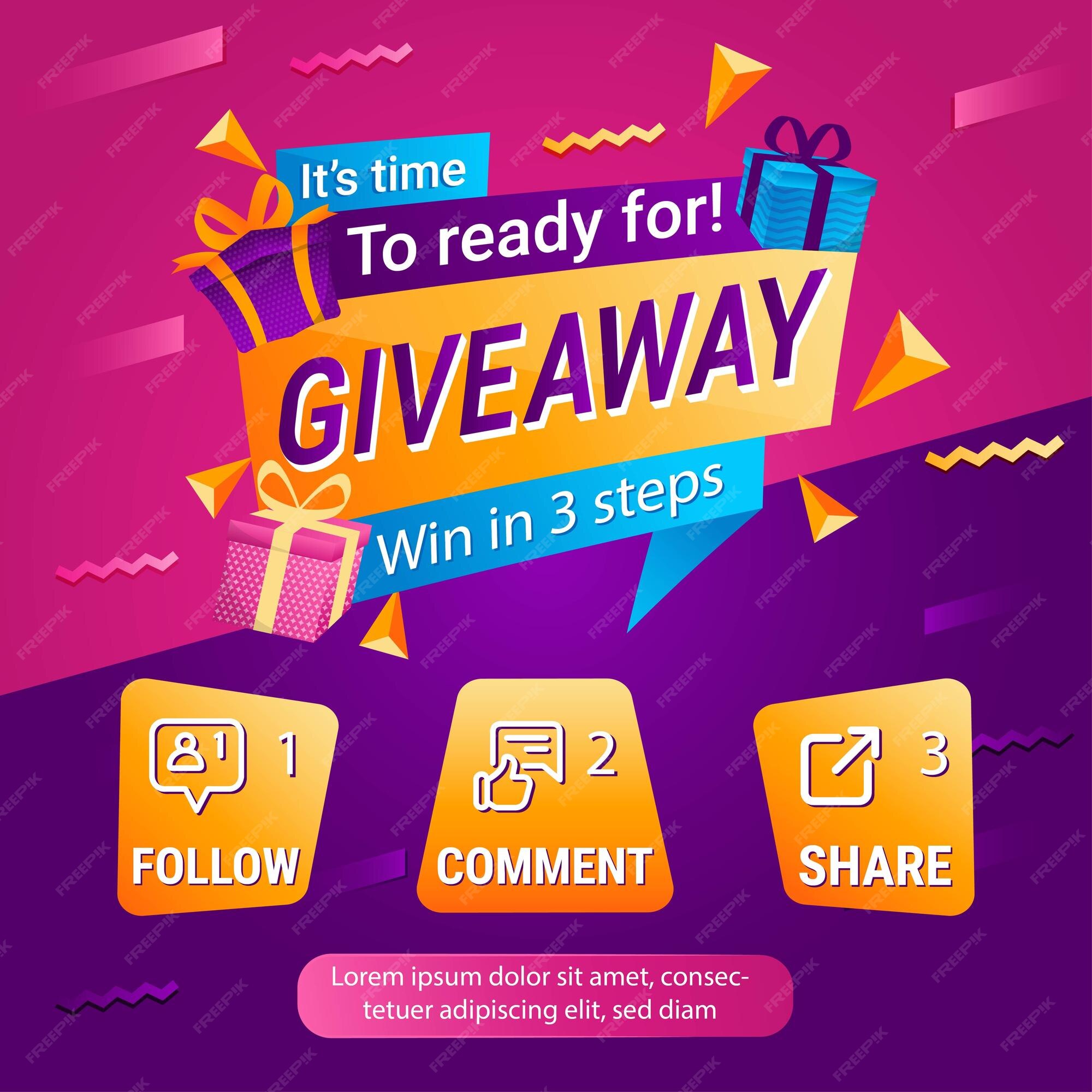 Giveaway Contest for Social Media Feed. Template Giveaway Prize