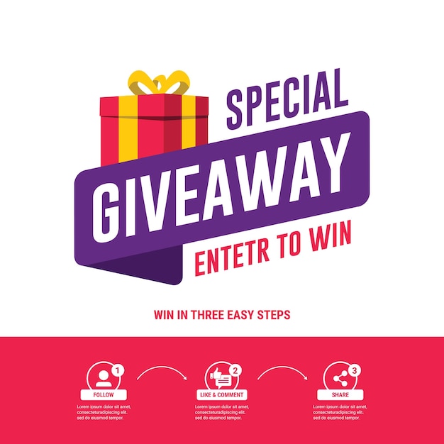 Giveaway social media contest vector template