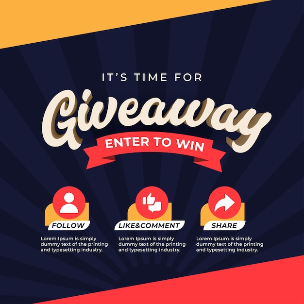 Giveaway social media contest vector template