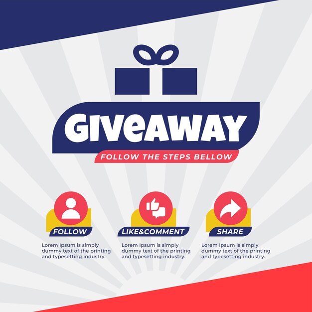 Giveaway social media contest vector template