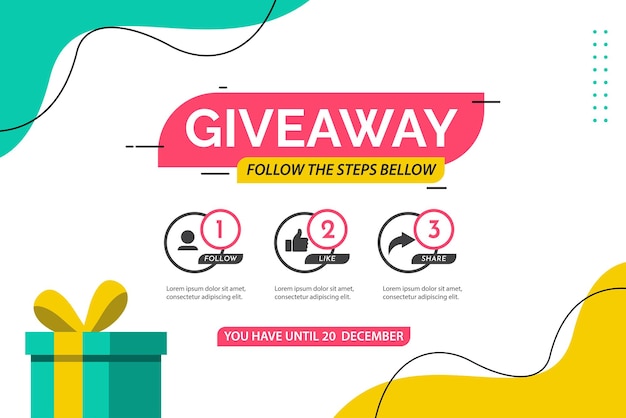 Giveaway social media contest vector template