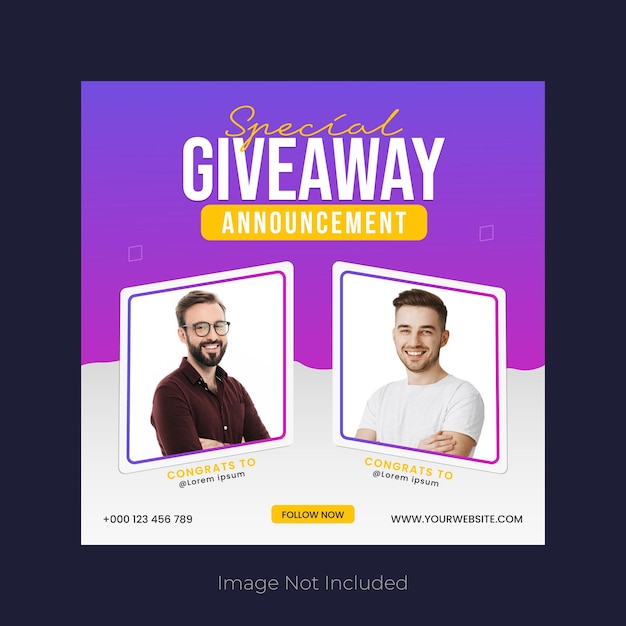 Vector giveaway social media post vector template