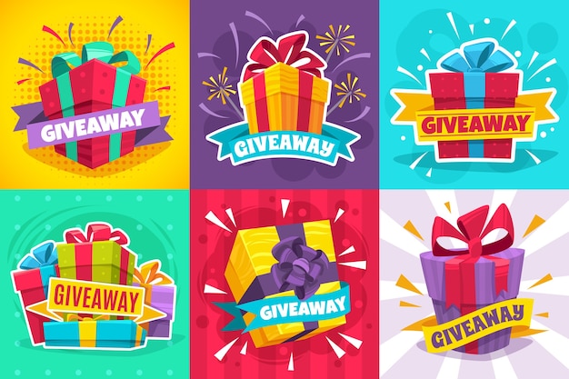 Giveaway winner poster Gift offer banner giveaways post and winner reward