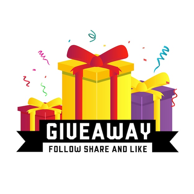 Vector giveaway with gift box for social media post and promotion