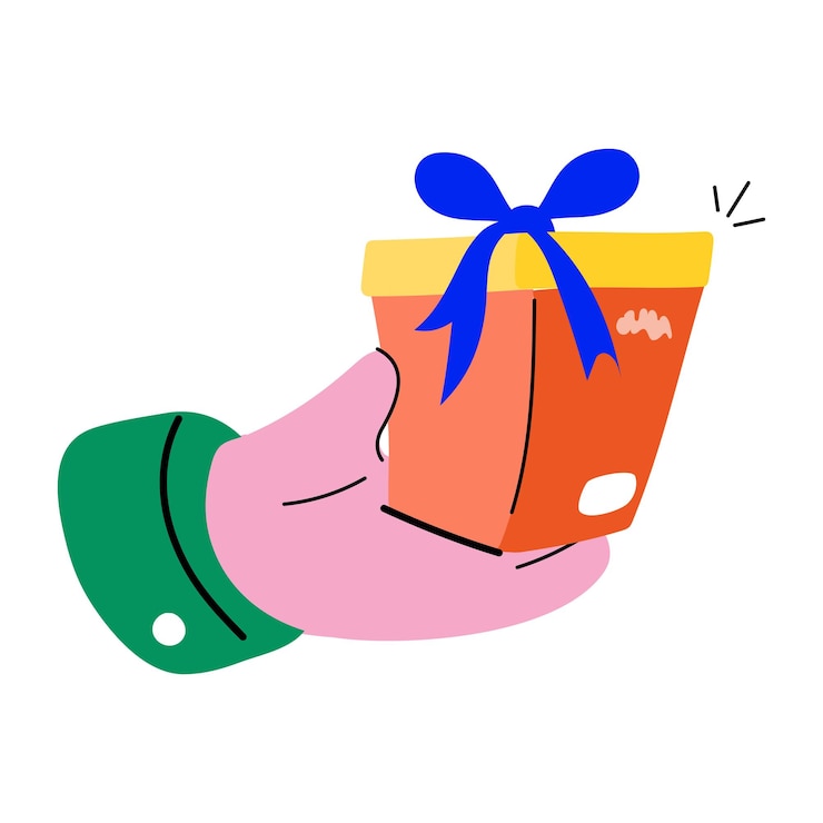 Vector 선물 플랫 스티커 디자인 제공