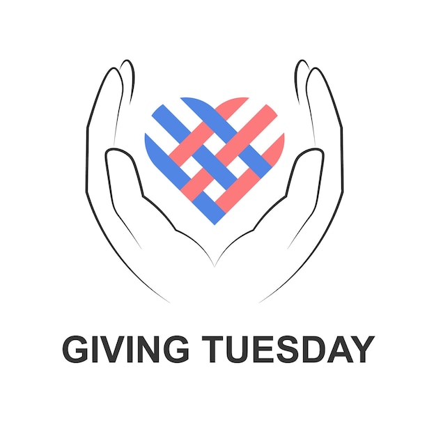 Vector giving tuesday background design with hand and hearth