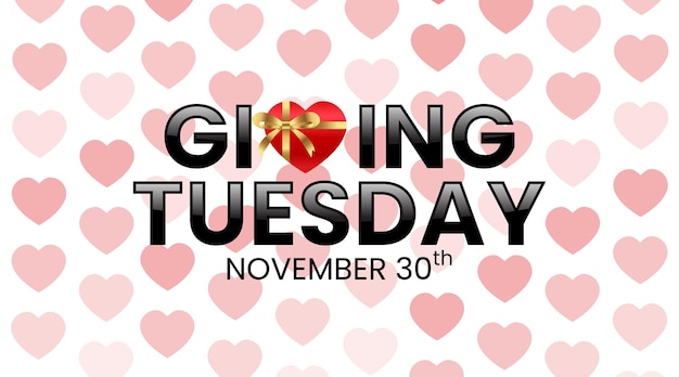 Vector giving tuesday background design with a heart box gift and heart pattern illustration