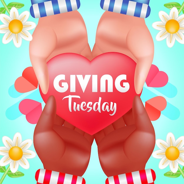 Giving Tuesday hand giving heartshaped gifts