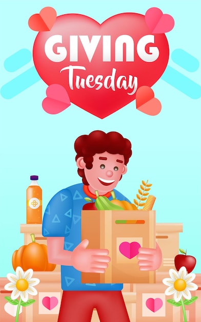 Giving Tuesday illustration of a man making a donation