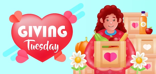 Giving Tuesday illustration of a woman making a donation