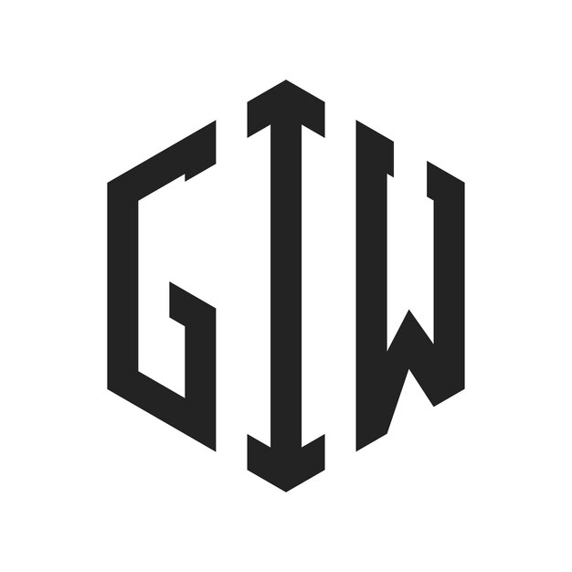 GIW Logo Design Initial Letter GIW Monogram Logo using Hexagon shape