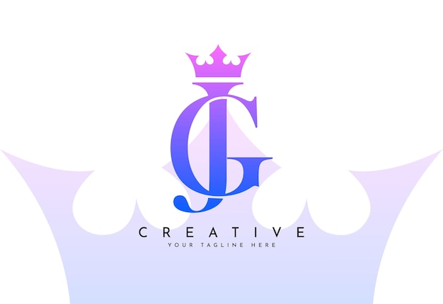 로고의 초기 글자 gj와 왕관 터 기호