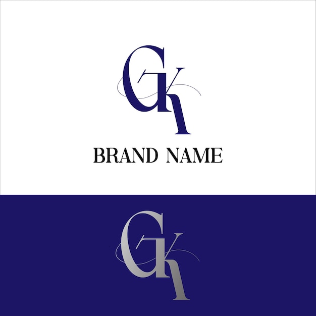 GK initial letter logo