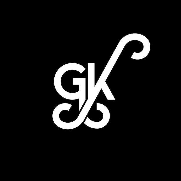 ベクトル 黒い背景に gk 文字のロゴデザイン gk クリエイティブ・イニシャル 文字ロゴコンセプト gk 文字デザイン gk 白い背景の gk gk ロゴデザイン