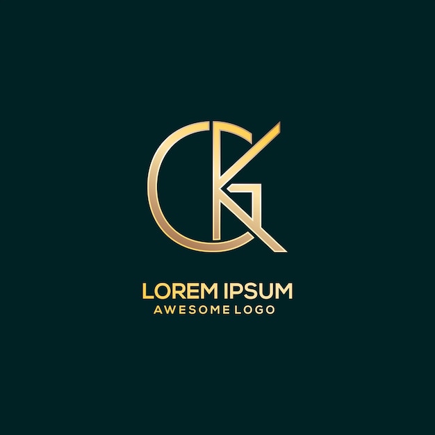 GK letter logo luxe gouden kleur