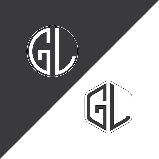 GL initial monogram logo With Circle and Polygon shape creative logo design