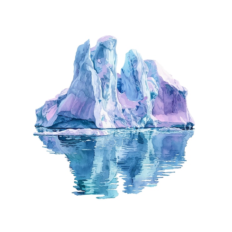 Vector glacier lanscape vector illustration in watercolor style
