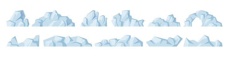 Vector glaciers and icebergs fragments