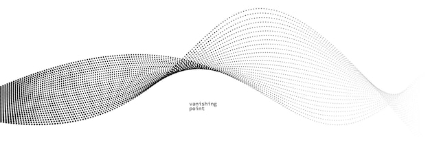 Gladde en ontspannende vorm vector abstracte achtergrond met golf van stromende deeltjes curve lijnen van punten in beweging rustige en zachte afbeelding