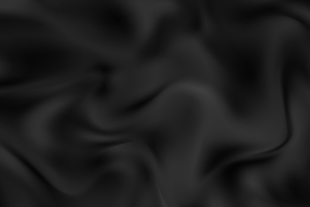 Gladde golvende zwarte satijnen textuur abstracte achtergrond Vector luxe achtergrondontwerp