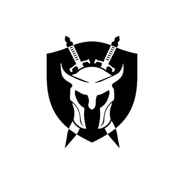 Gladiator mask Spartan helmet logo template vector icon design