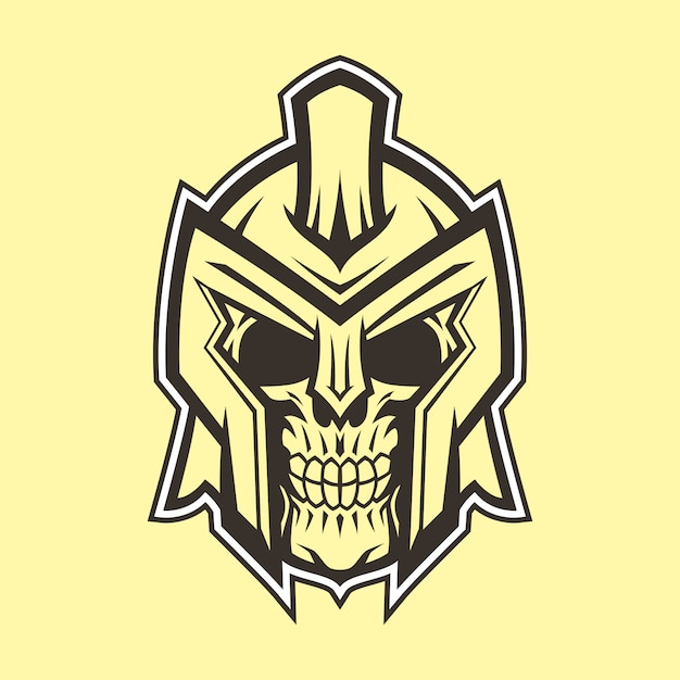 Gladiator Skull Head Logo Line Art