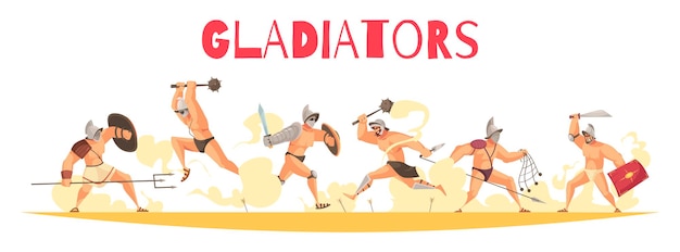 Illustrazione di battaglia di gladiatori