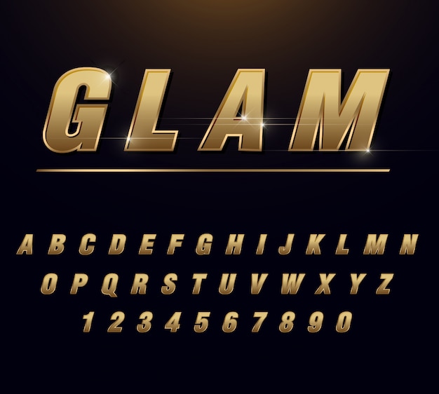 Glam alphabet with gold gradient