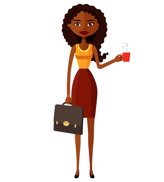 Vector glamorous african american women enjoying coffee