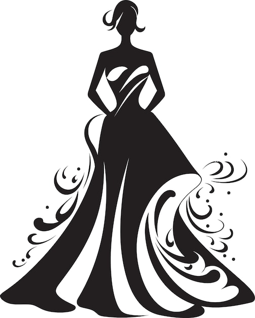 Glamorous ensemble zwarte jurk icon elegant silhouette vector logo jurk