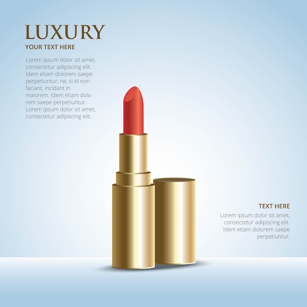 Glamorous lipsticks ads template, elegant lipstick for makeup