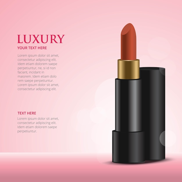 Glamorous lipsticks ads template, elegant lipstick for makeup