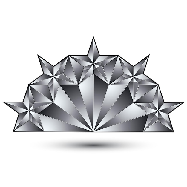 Вектор Гламурный векторный шаблон с пятиугольными серебристыми звездами, лучше всего подходит для использования в веб-дизайне и графическом дизайне. концептуальная серая 3d геральдическая икона, четкий векторный символ eps8.