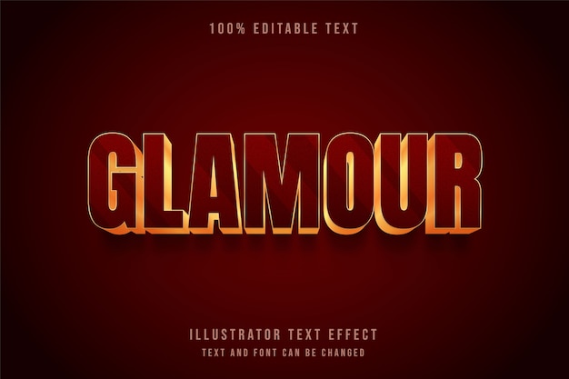 Glamour, 3d testo modificabile effetto rosso gradazione giallo ombra testo stile