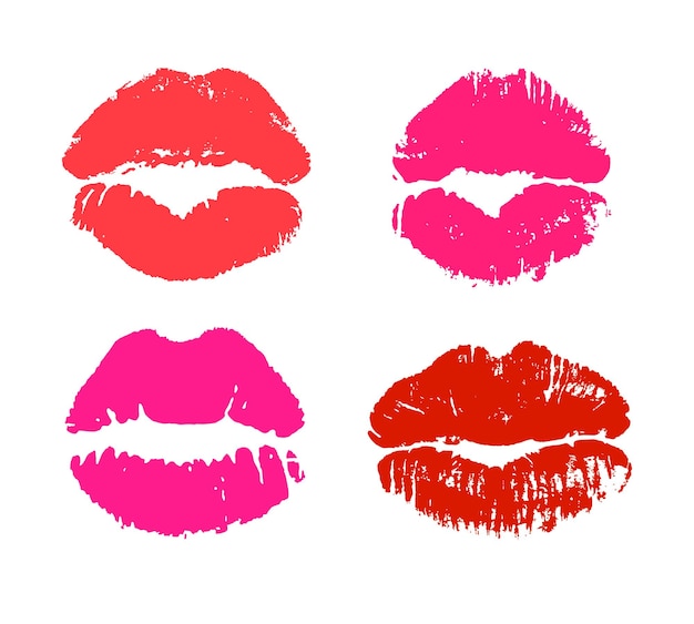 Glamour red and pink lipstick kiss prints