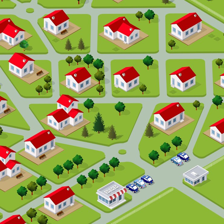 Vector a glance at the isometric 3d illustration view of a cottage townhouse