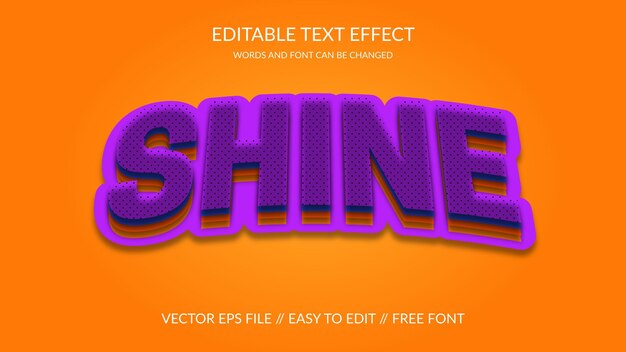 Glans 3D volledig bewerkbare vector teksteffect ontwerpsjabloon