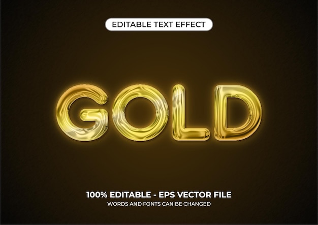 Vector glanzend gouden vloeibaar teksteffect. coole bewerkbare tekst met olie-vloeibaar effect
