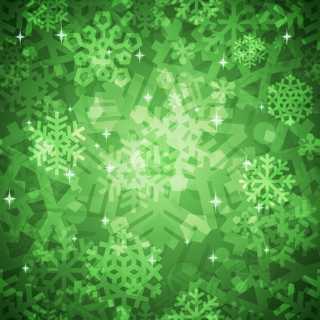Glanzend groen sneeuwvlokken naadloos patroon voor kerstdesign