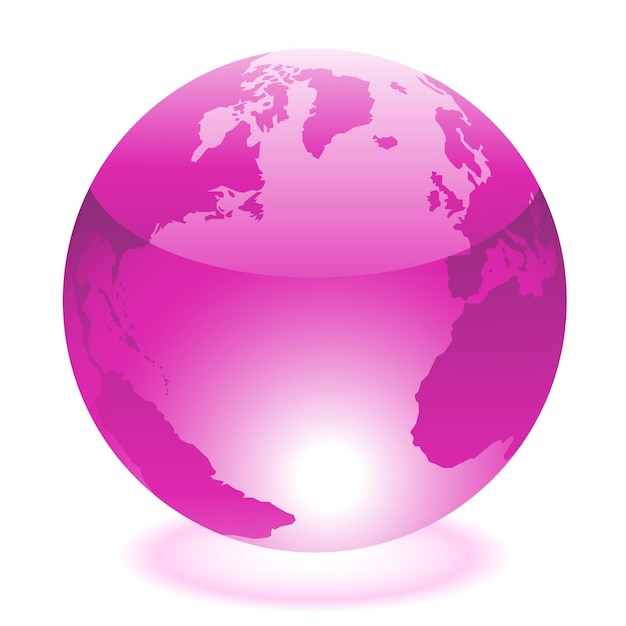 Vector glanzend magenta wereldpictogram