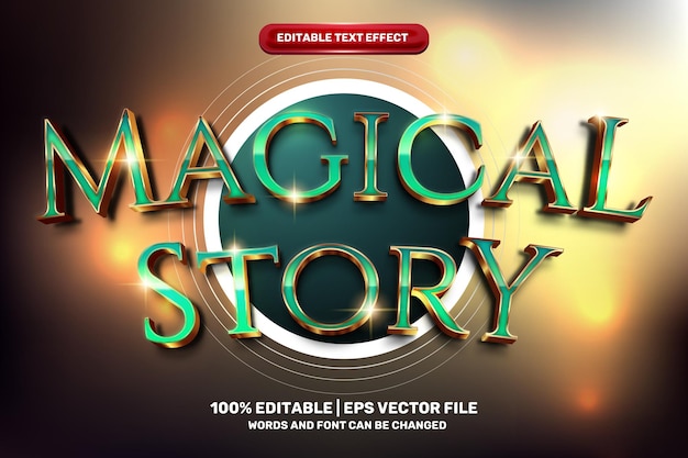 Vector glanzend magisch verhaal goud 3d bewerkbaar teksteffect