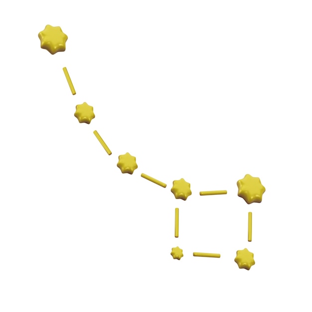 Glanzend plastic 3d Ursa Major sterrenbeeld Schattig gestileerde astronomiesterren ontwerpelement Grote Beer