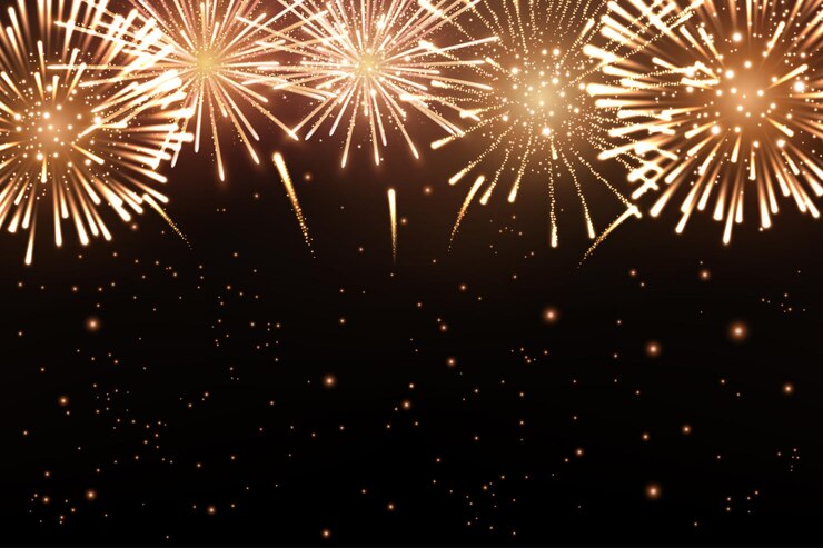 Vector glanzend vuurwerk achtergrond, nieuwjaarsviering. vectorillustratie